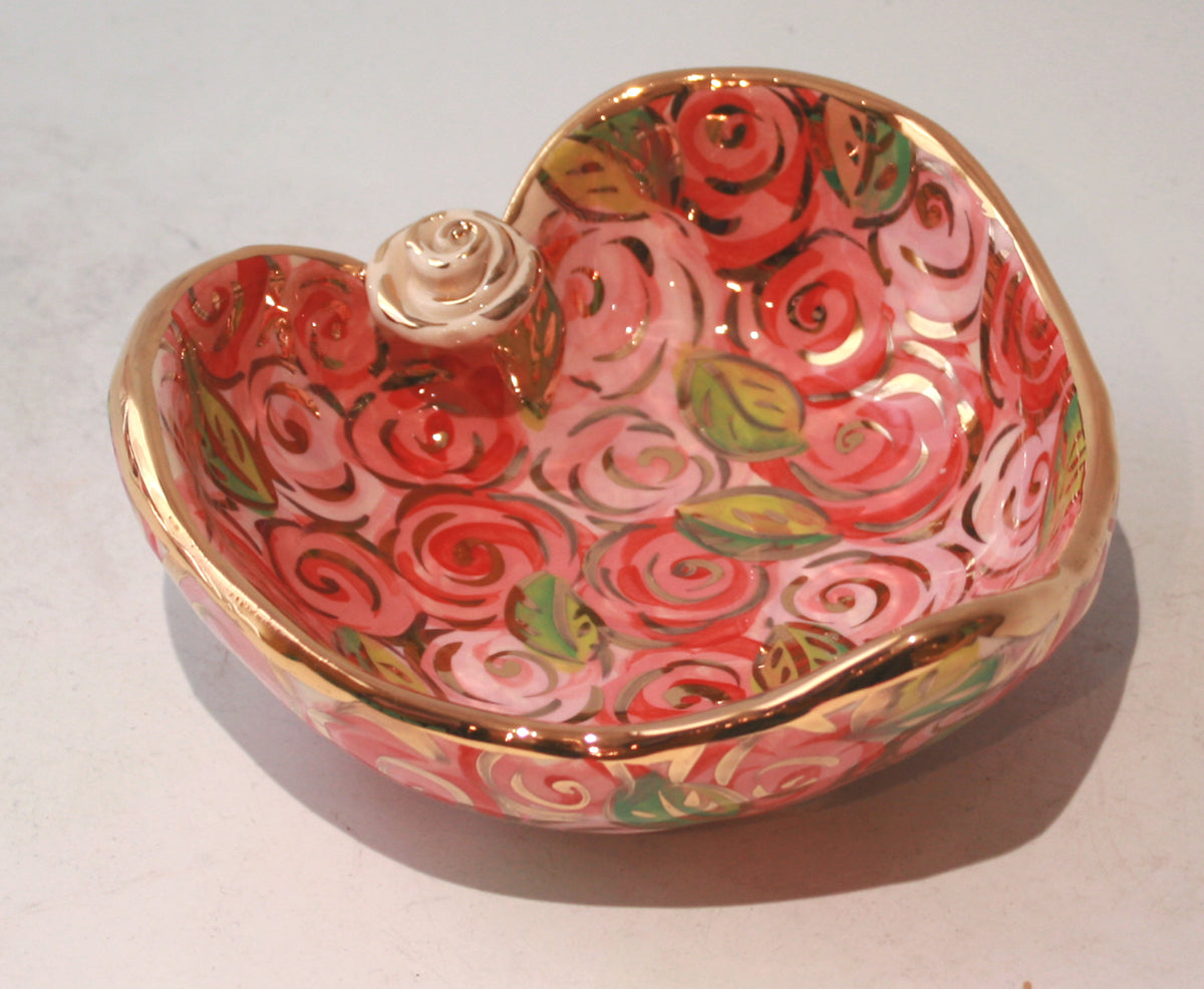 Heart Shaped Bowl in Pink Rosebush