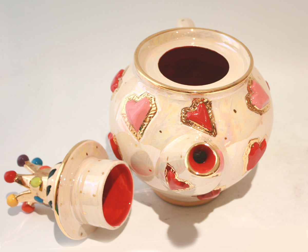 Medium Heart Studded Crown Lidded Teapot