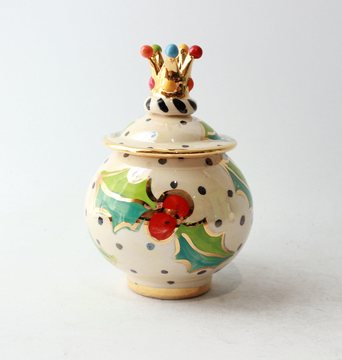 Crown Lidded Tea Caddy in Holly