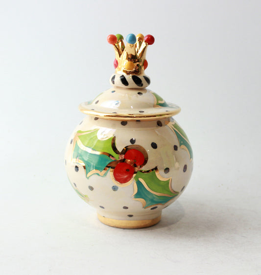 Crown Lidded Tea Caddy in Holly