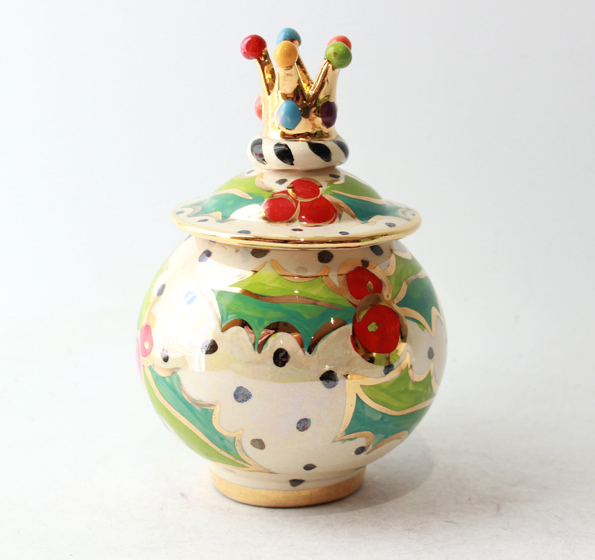 Crown Lidded Tea Caddy in Holly