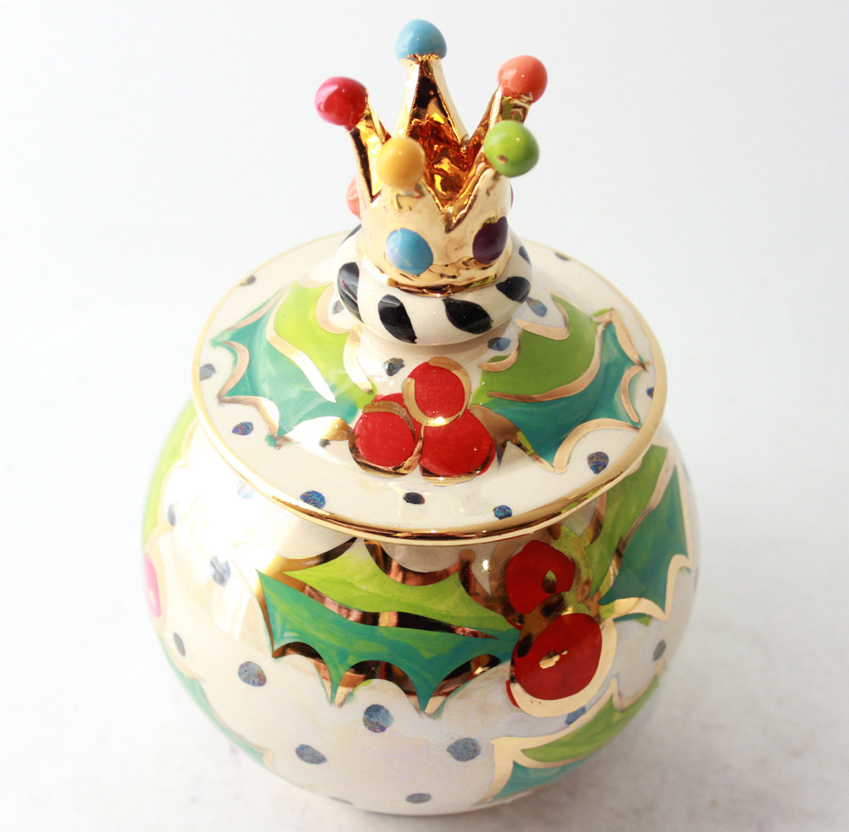 Crown Lidded Tea Caddy in Holly