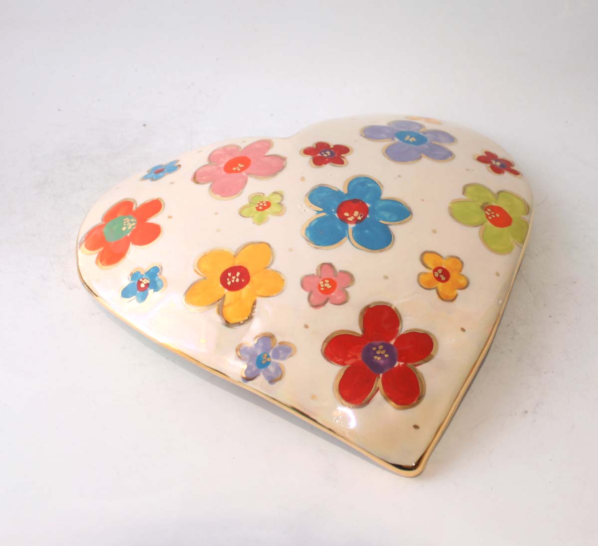 Large Heart Shaped Dish in Daisy