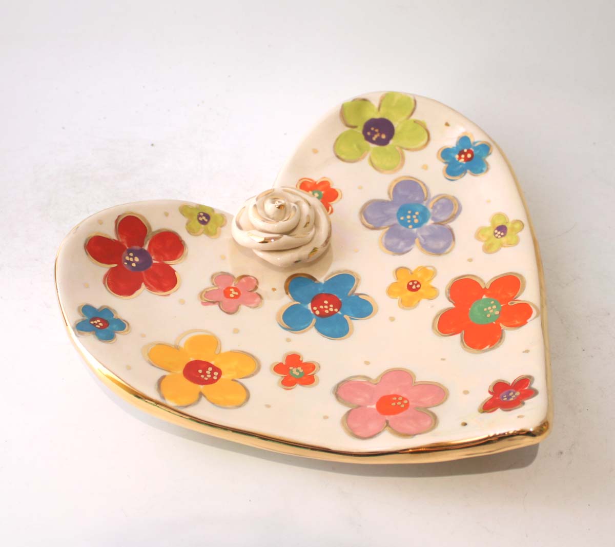 Large Heart Shaped Dish in Daisy
