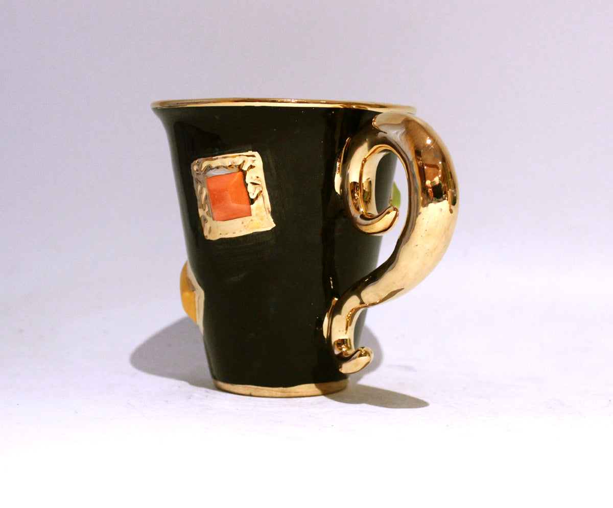 New Shape Large Jewelled Mug in Black with Lady Gaga Handle