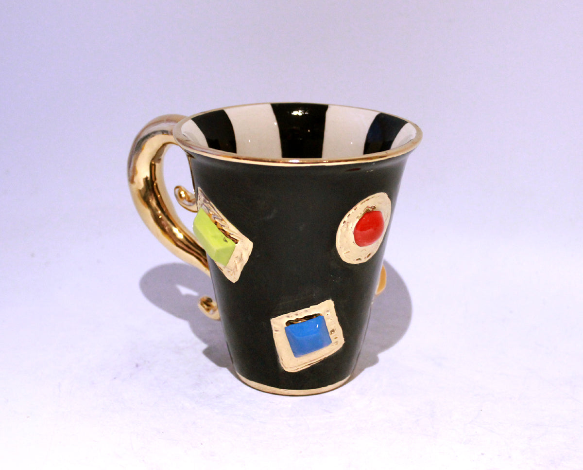 New Shape Large Jewelled Mug in Black with Lady Gaga Handle
