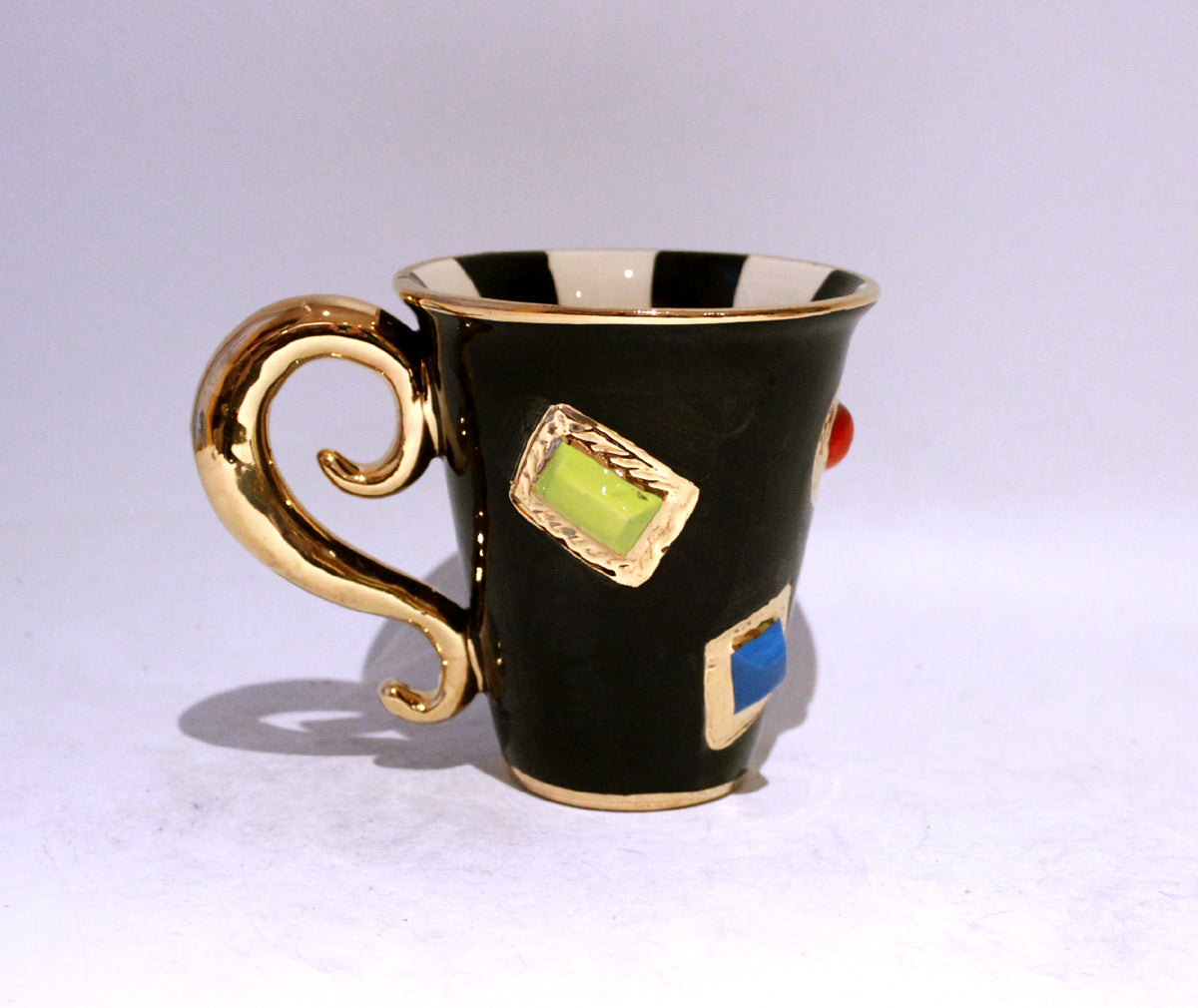 New Shape Large Jewelled Mug in Black with Lady Gaga Handle