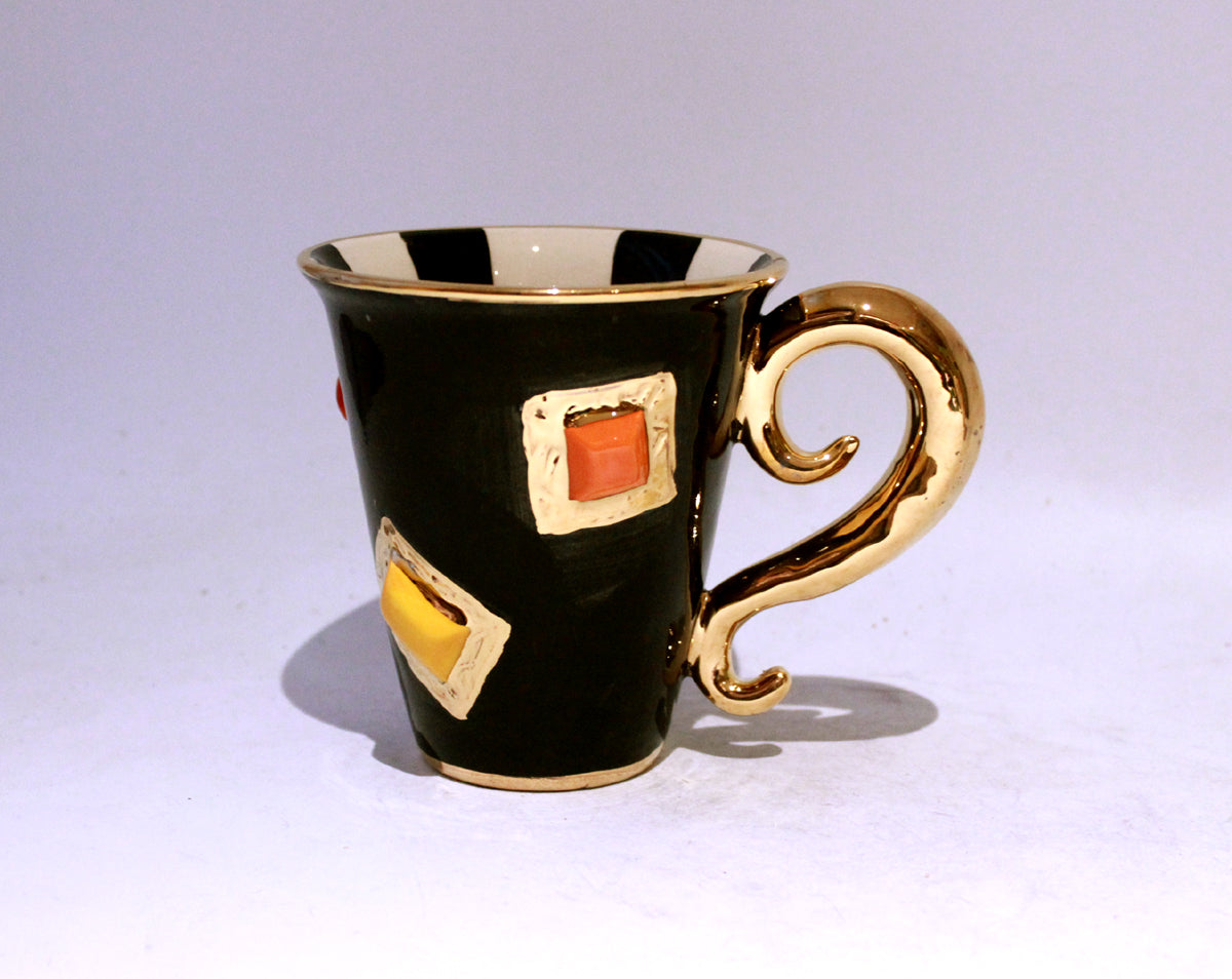 New Shape Large Jewelled Mug in Black with Lady Gaga Handle