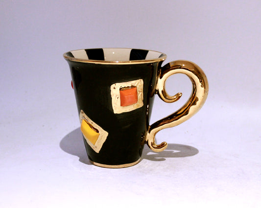New Shape Large Jewelled Mug in Black with Lady Gaga Handle