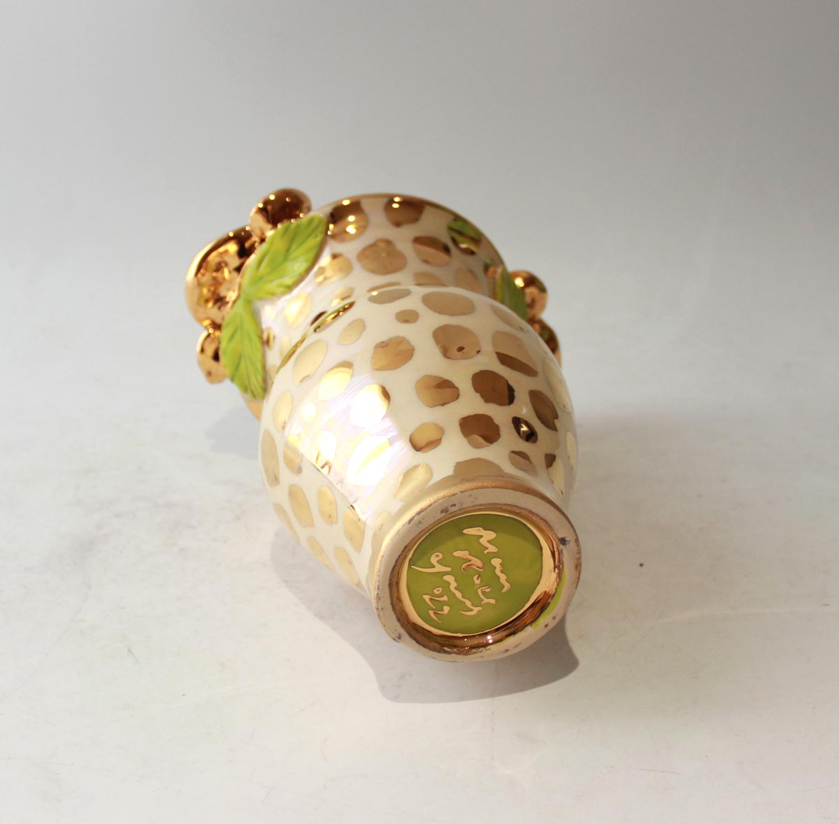 Small Rose Edged Vase in Gold Leopard