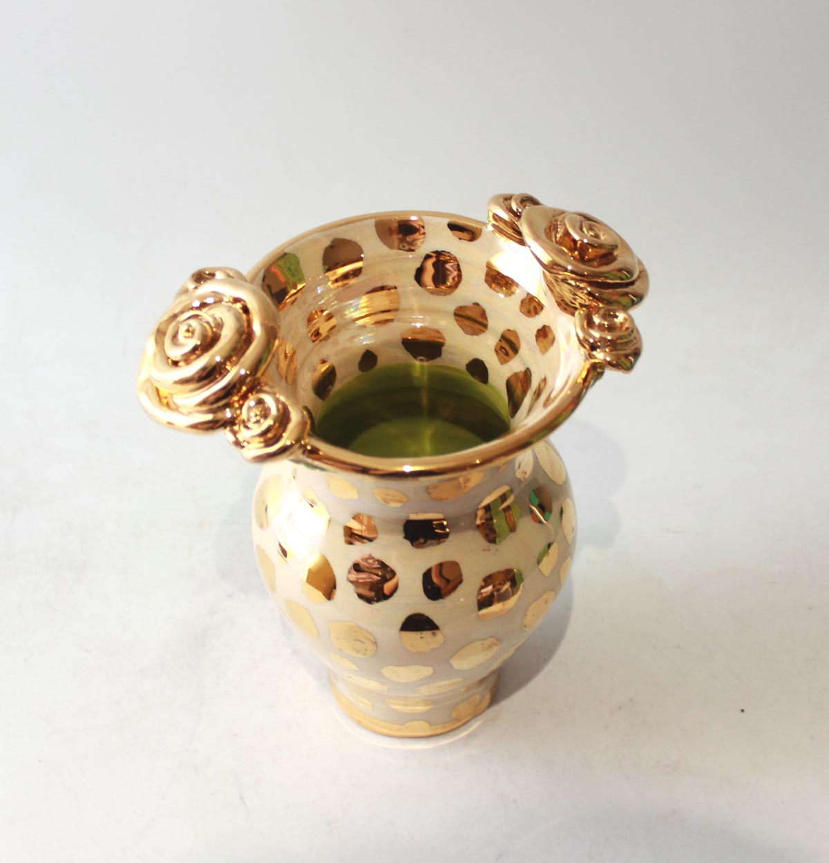 Small Rose Edged Vase in Gold Leopard