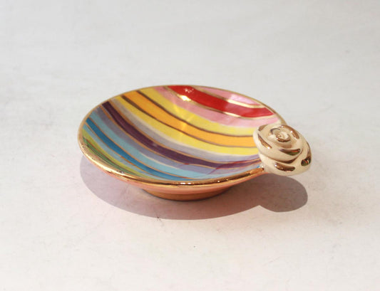 Rose Saucer in Lustred Stripe