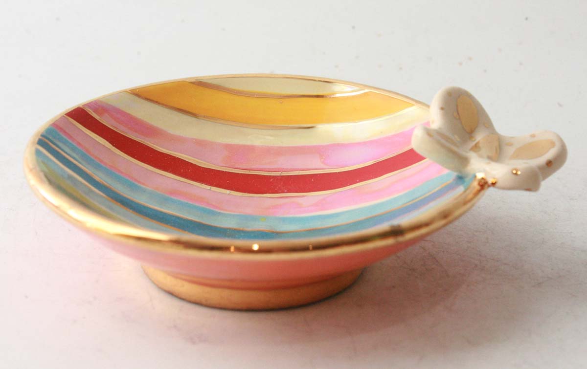 Butterfly Saucer in Lustred Stripe