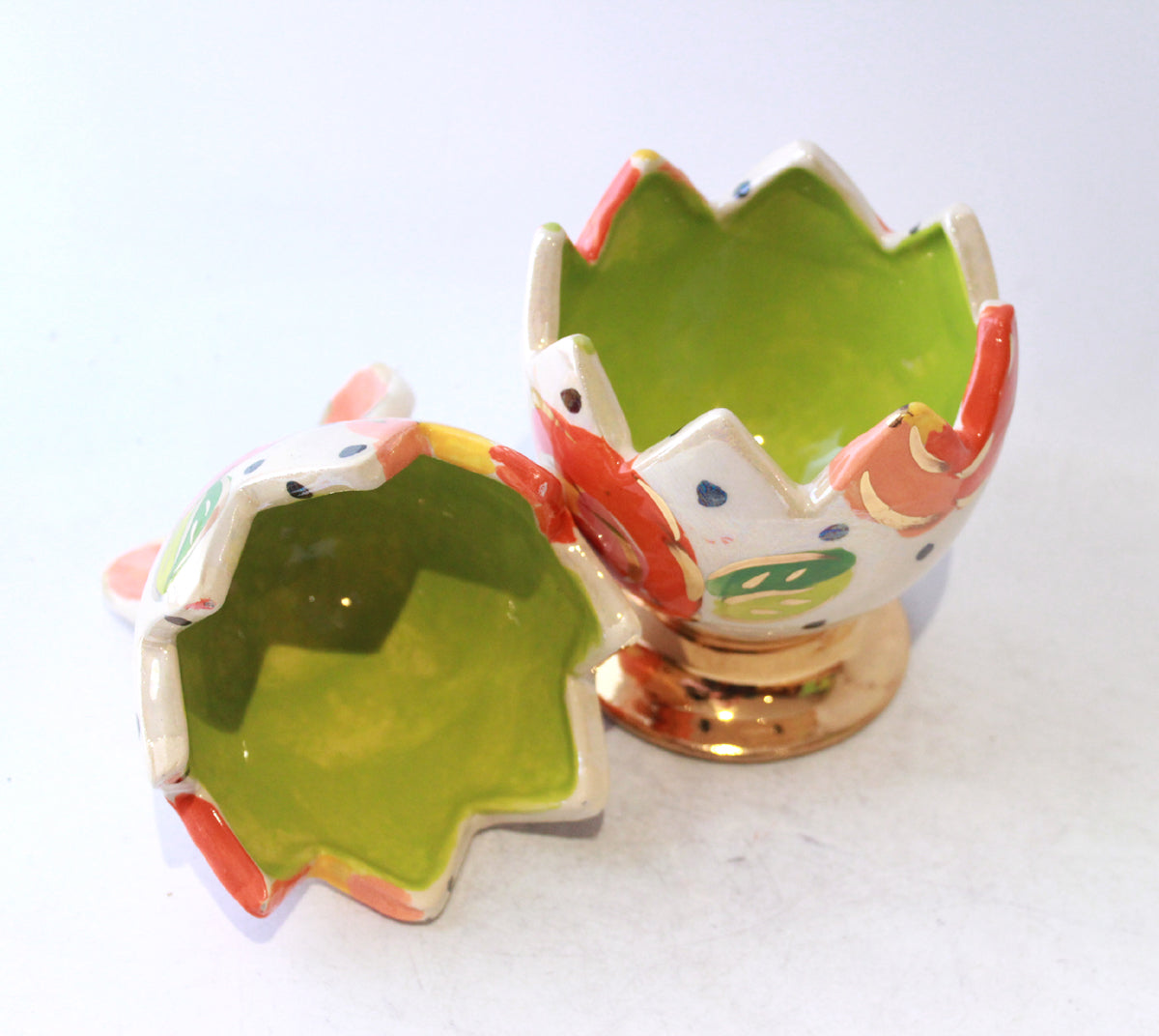 Easter Egg in Gold New Rose Polka Orange