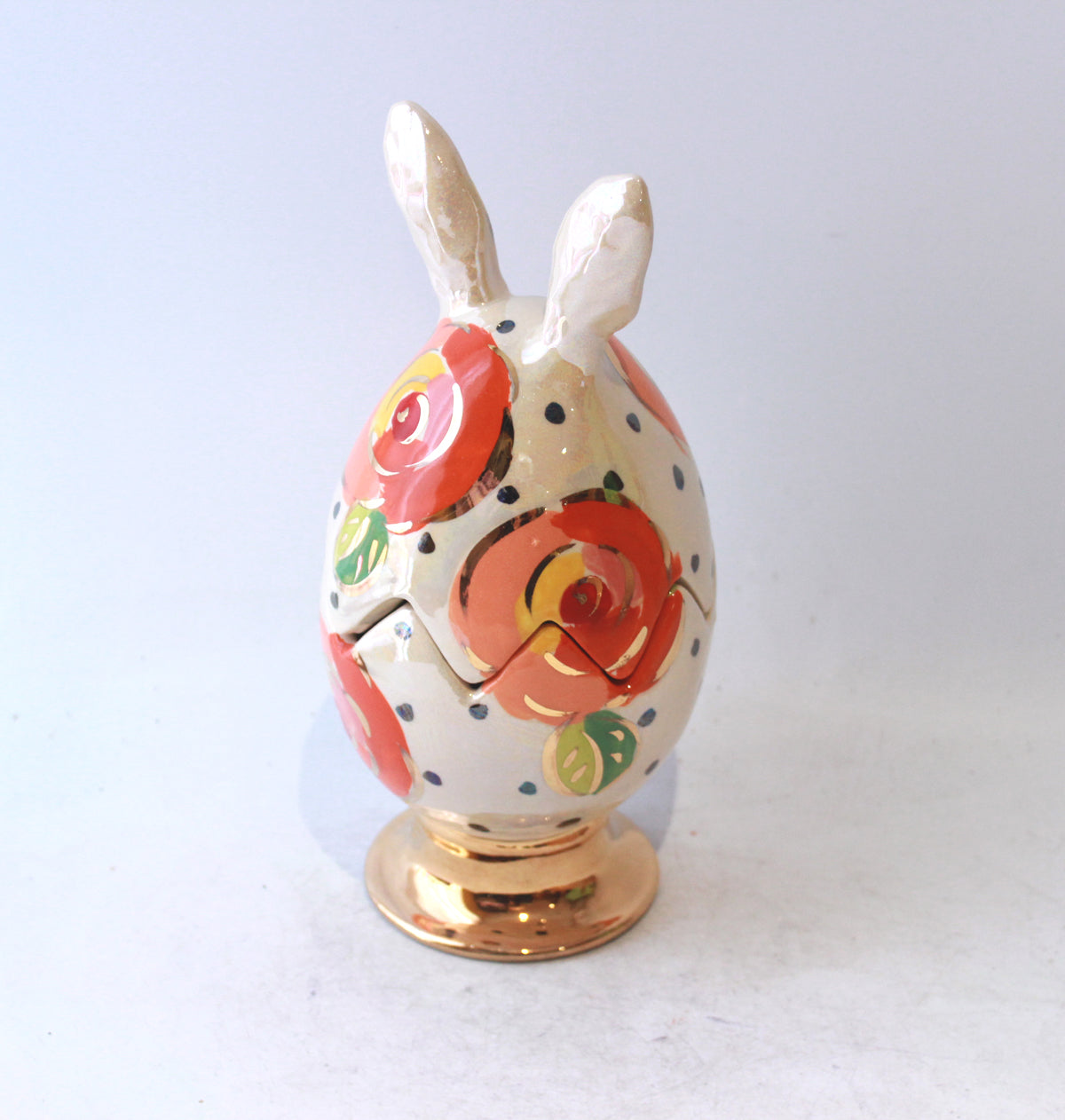 Easter Egg in Gold New Rose Polka Orange