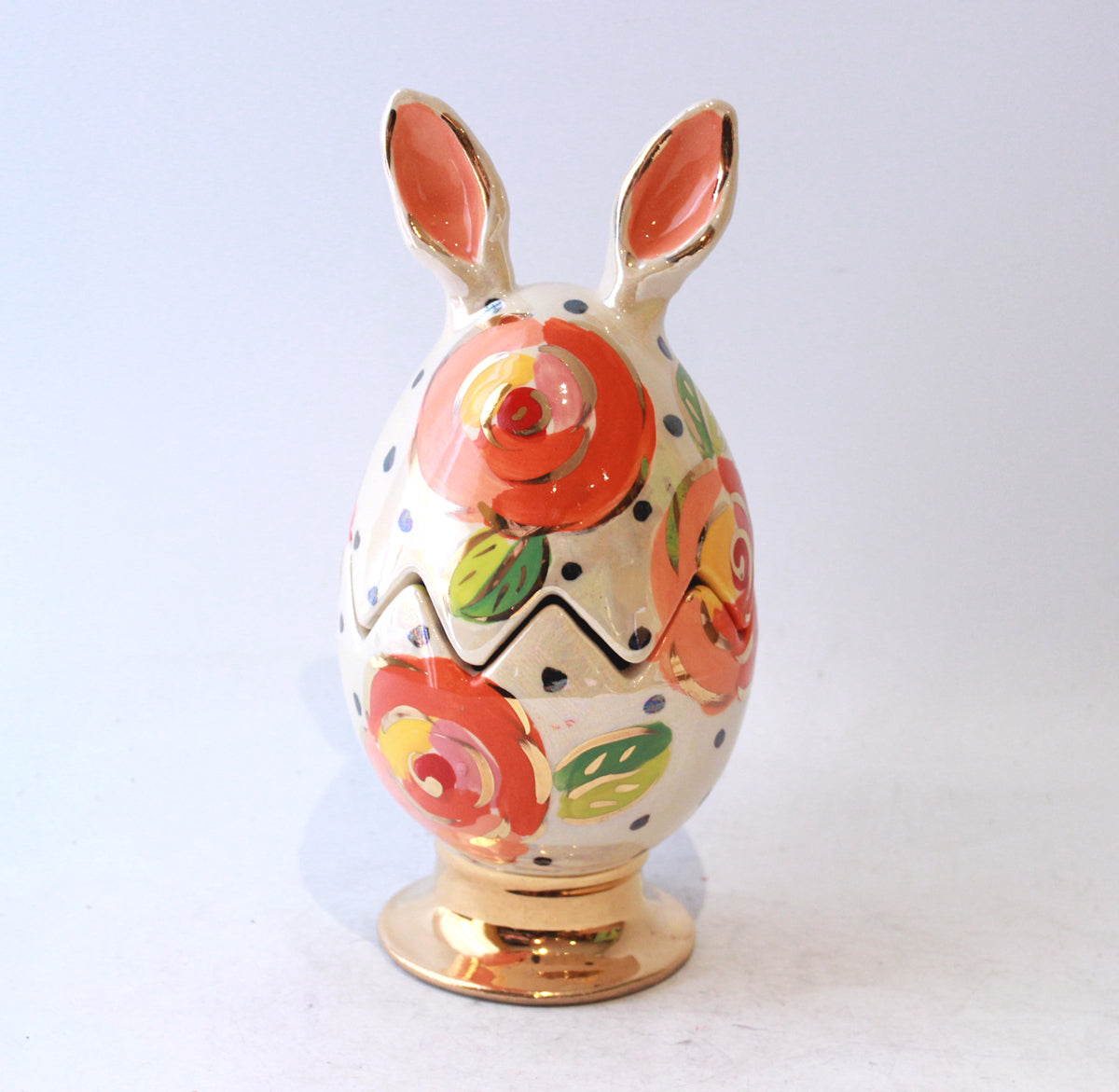 Easter Egg in Gold New Rose Polka Orange