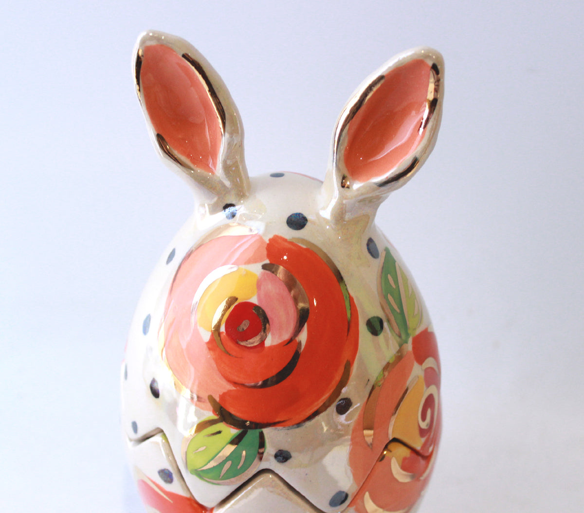 Easter Egg in Gold New Rose Polka Orange