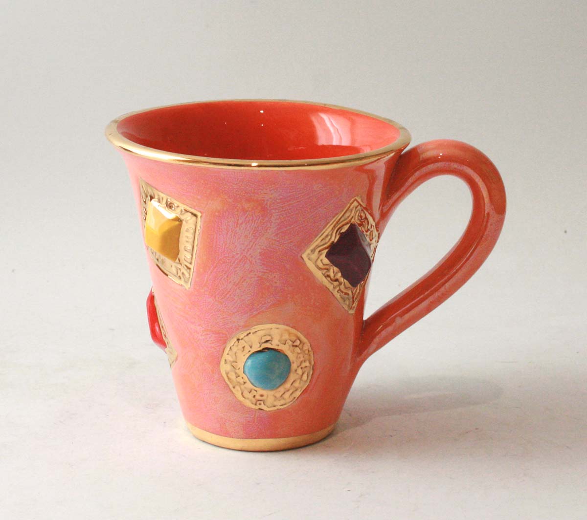 Large New Shape Jewelled Mug in Iridescent Orange