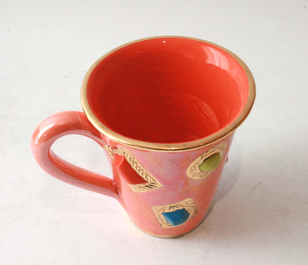 Large New Shape Jewelled Mug in Iridescent Orange