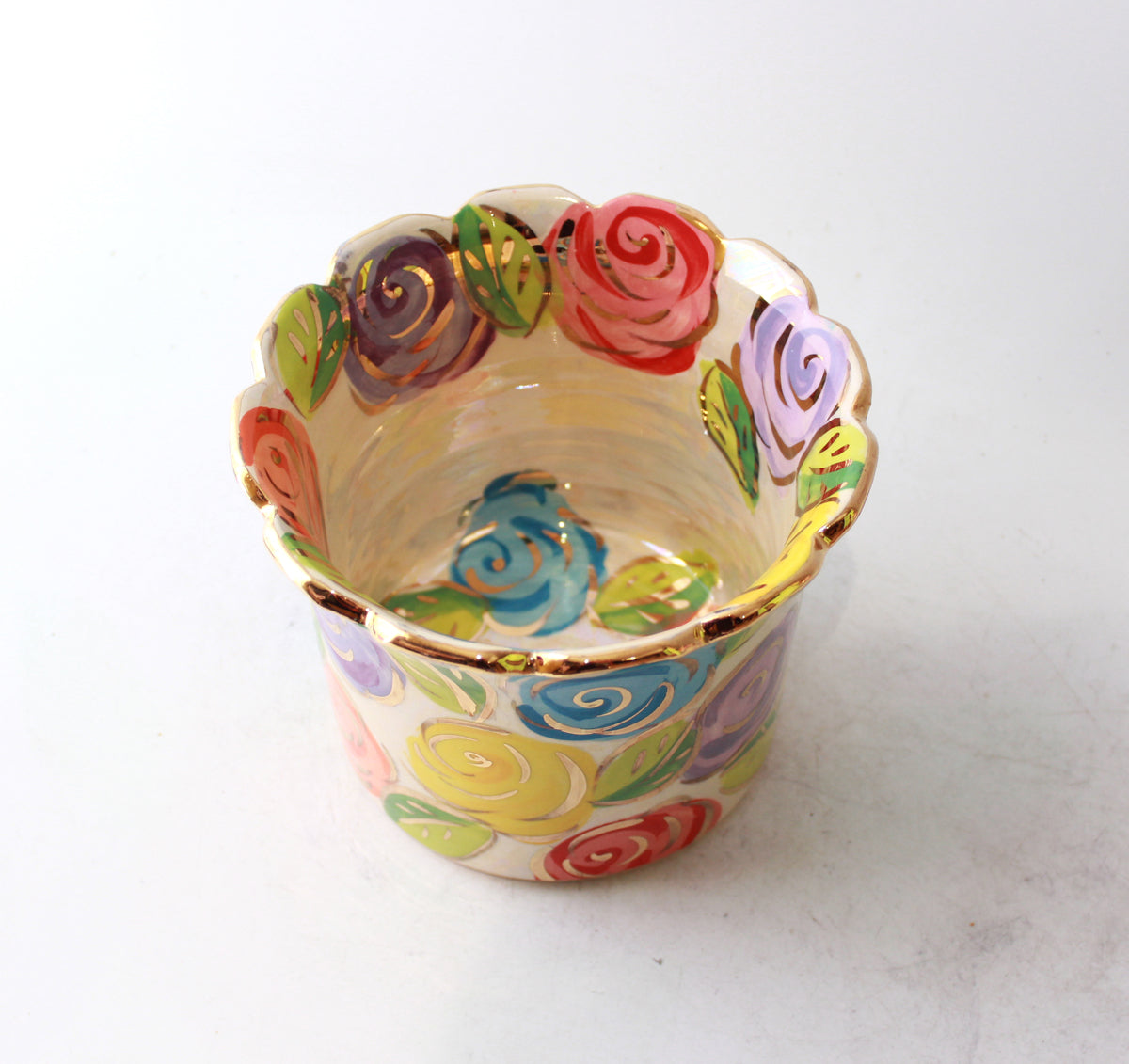 Fluted Candlejar in Pastel Block Rose