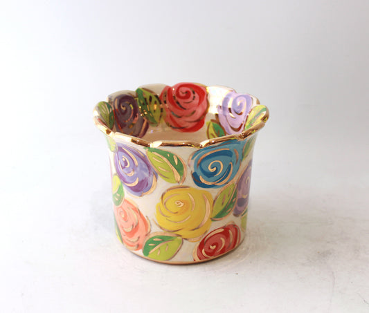 Fluted Candlejar in Pastel Block Rose