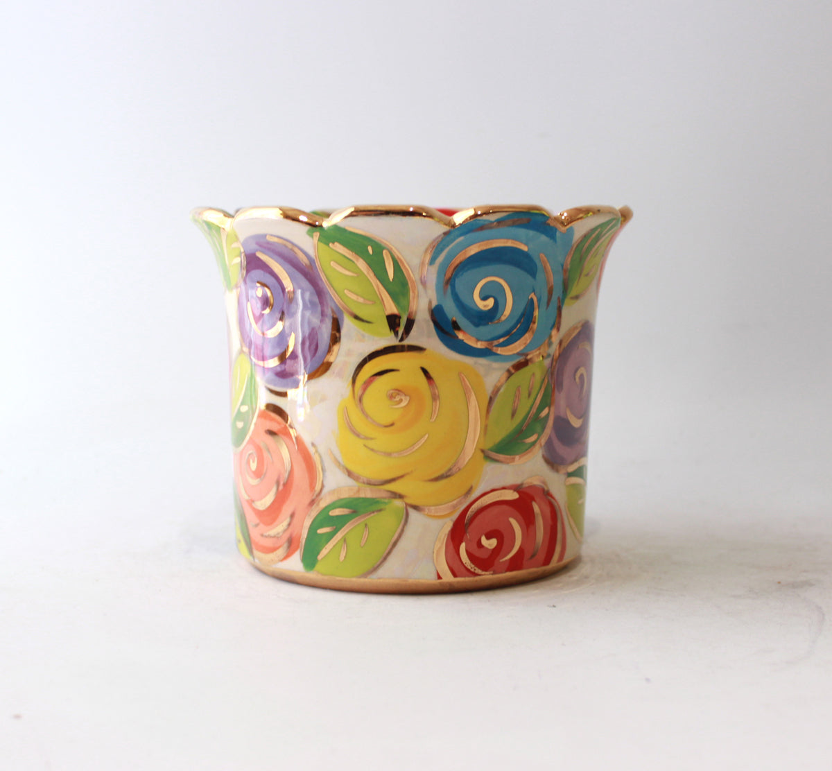 Fluted Candlejar in Pastel Block Rose