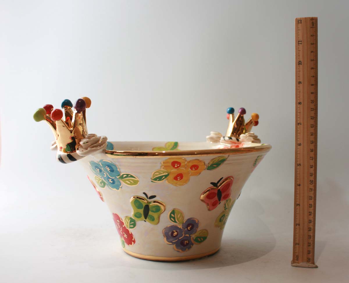 Medium Crown Edged Serving Bowl in Petit Fleur with Butterflies