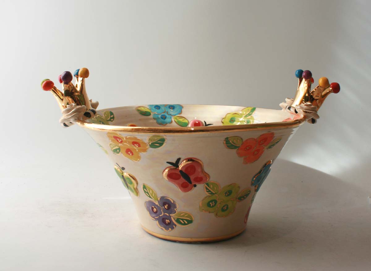 Medium Crown Edged Serving Bowl in Petit Fleur with Butterflies
