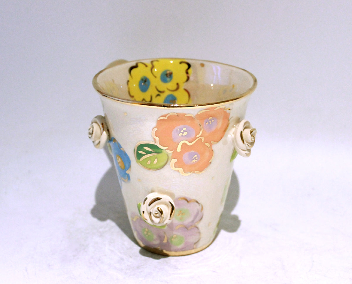 New Shape Large Rose Studded Mug in Petit Fleur with a Lady Gaga Handle