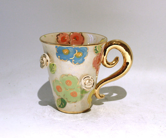 New Shape Large Rose Studded Mug in Petit Fleur with a Lady Gaga Handle