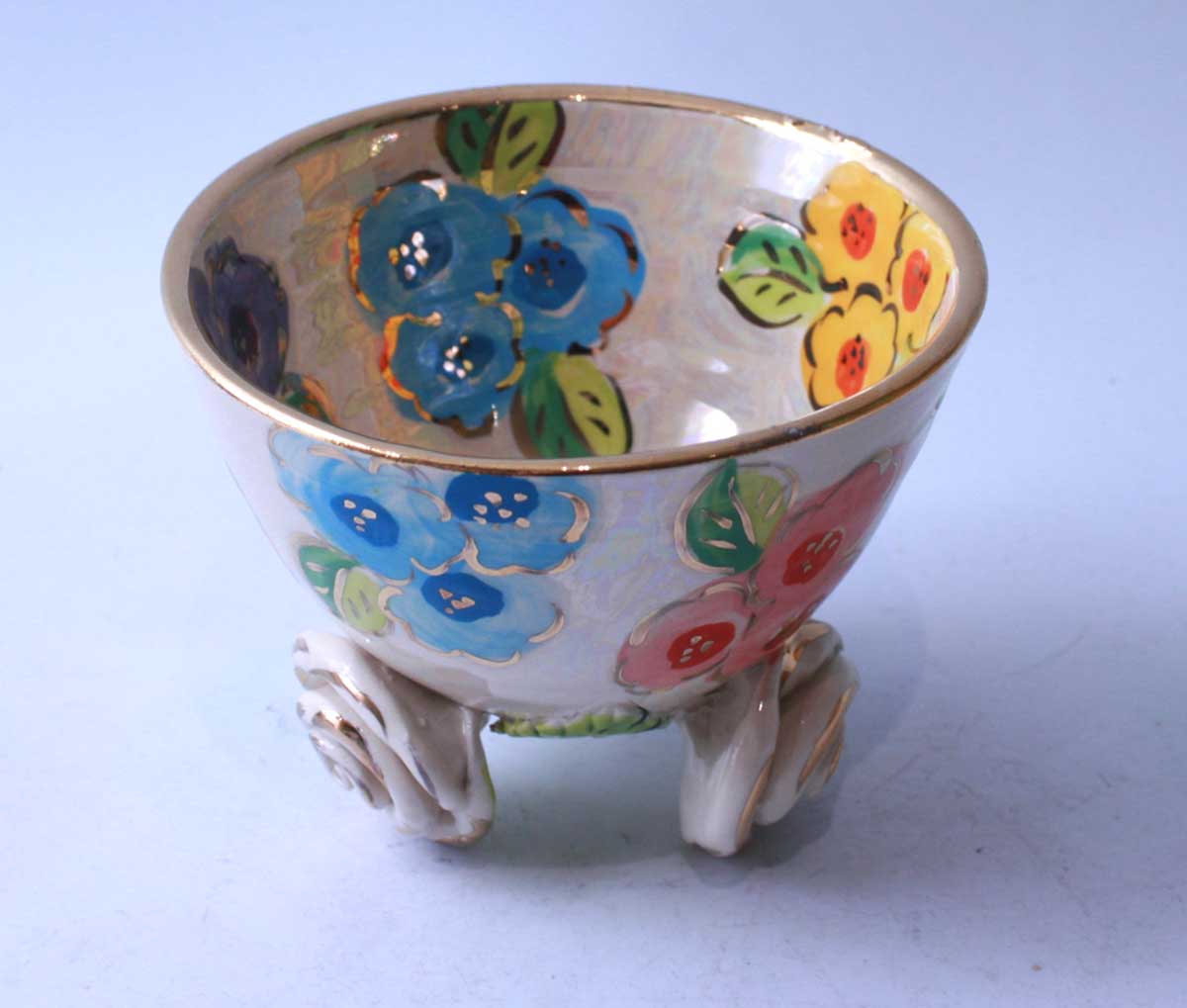 Rose Footed Bowl in Petit Fleur