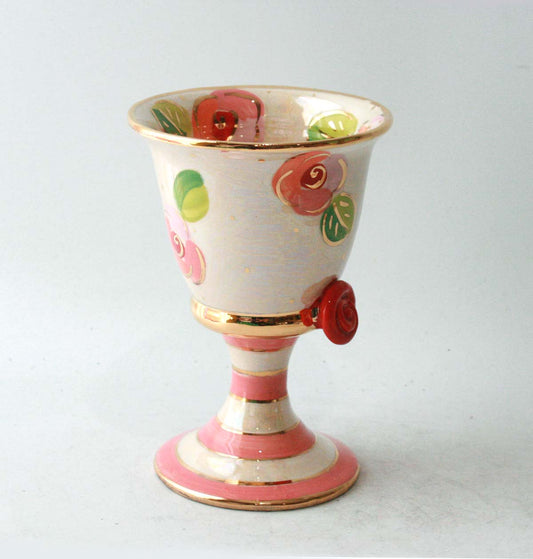 Goblet in Pink Rosebud on Iridescent White