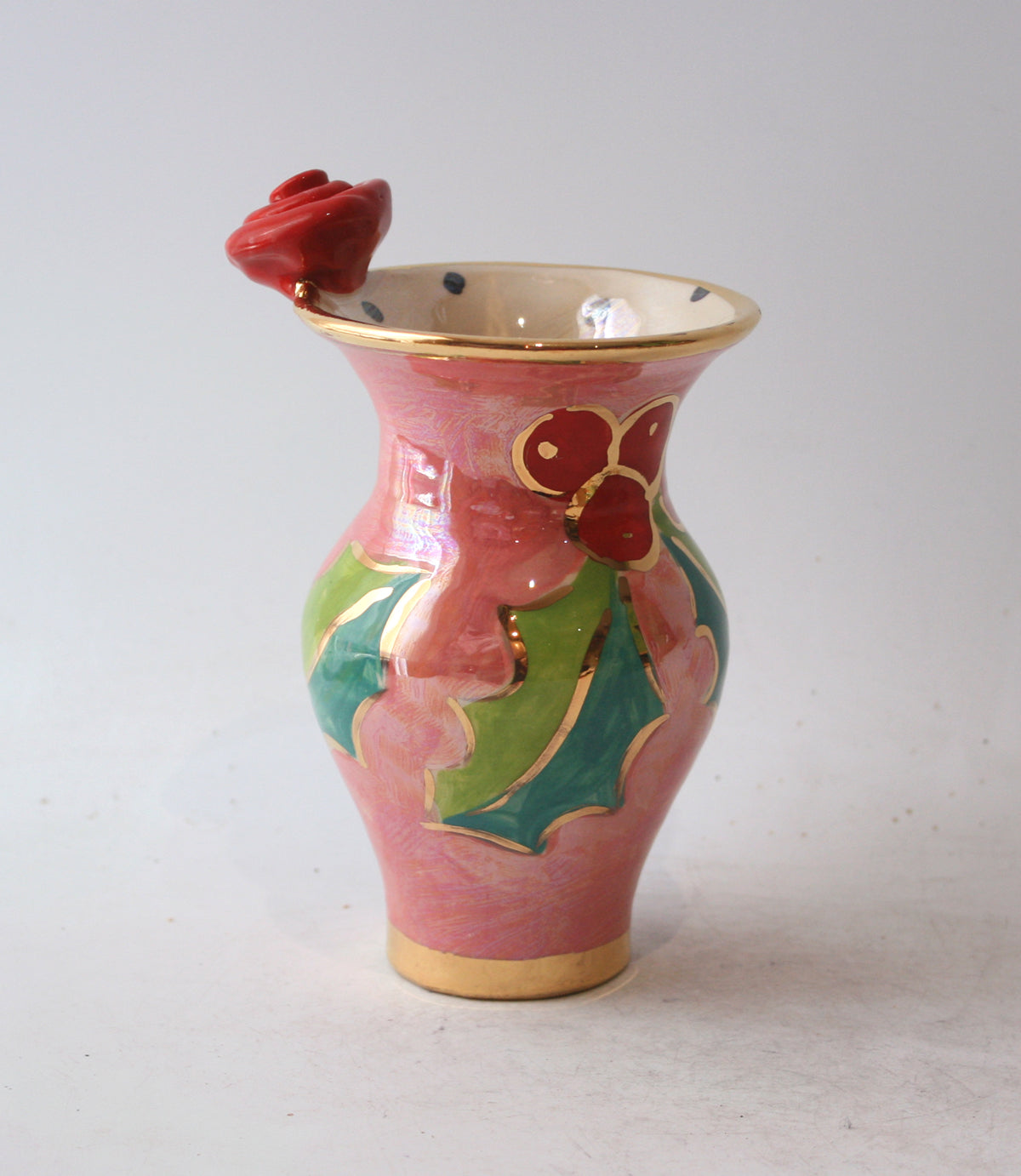 Tiny Vase in Holly on Pink