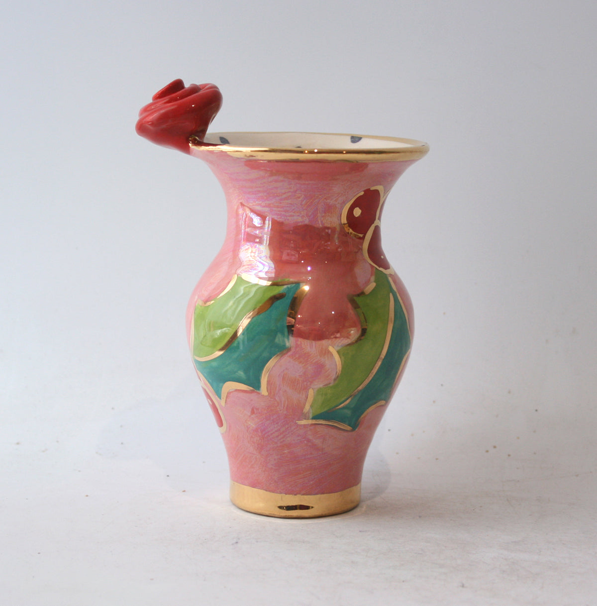 Tiny Vase in Holly on Pink