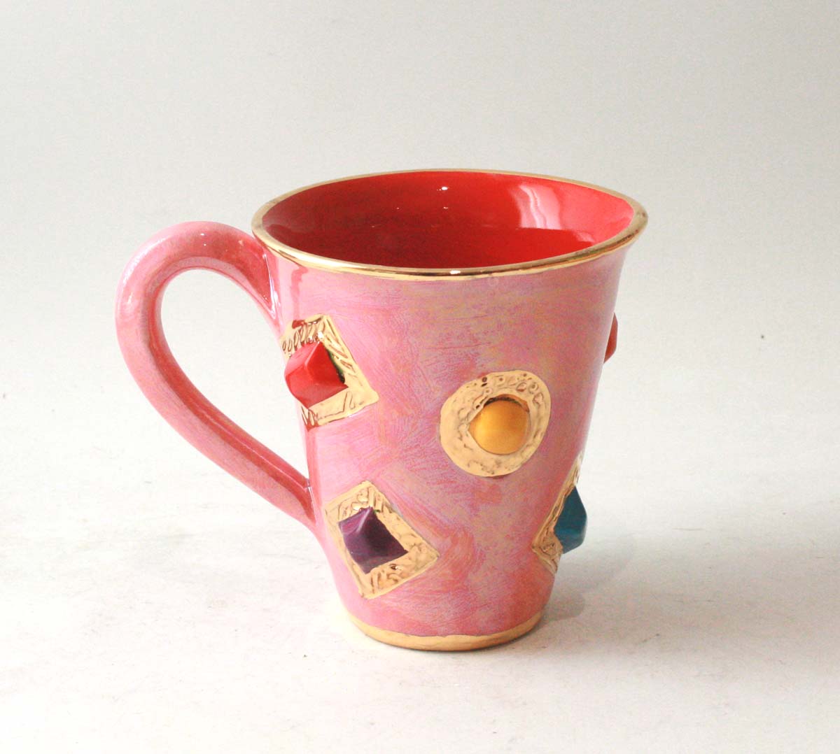 Large New Shape Jewelled Mug in Iridescent Pink