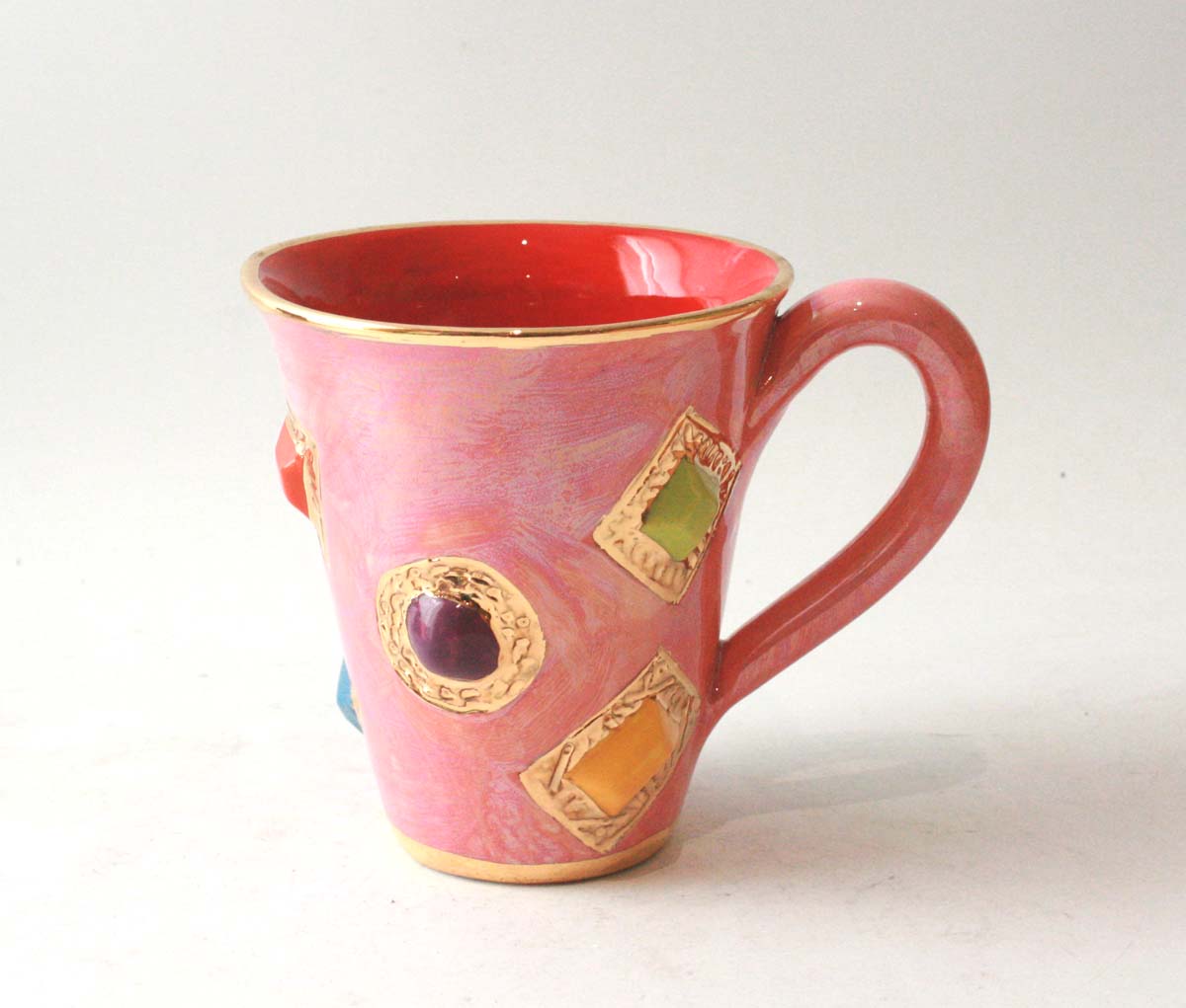 Large New Shape Jewelled Mug in Iridescent Pink