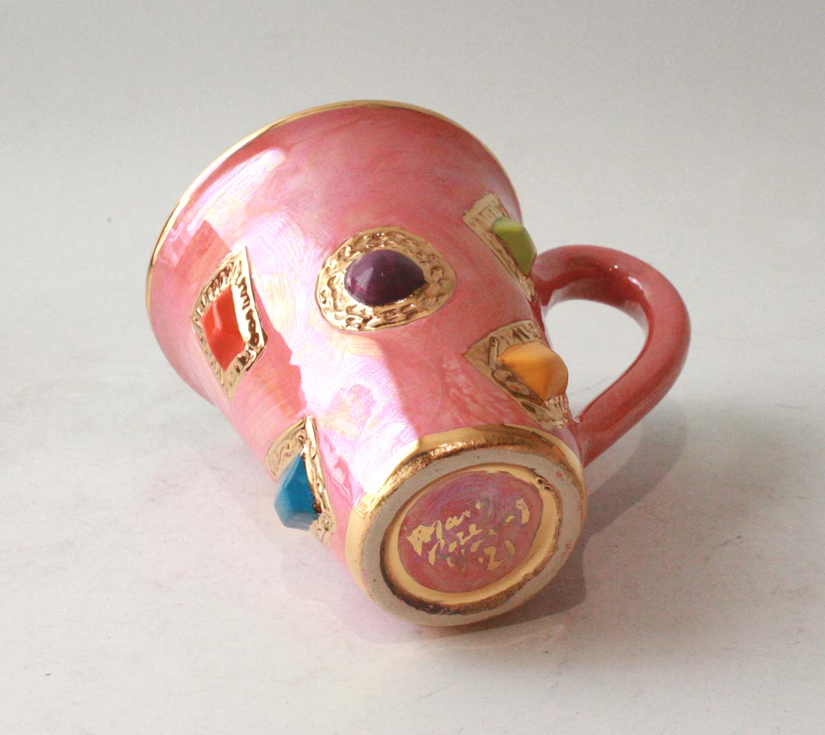 Large New Shape Jewelled Mug in Iridescent Pink