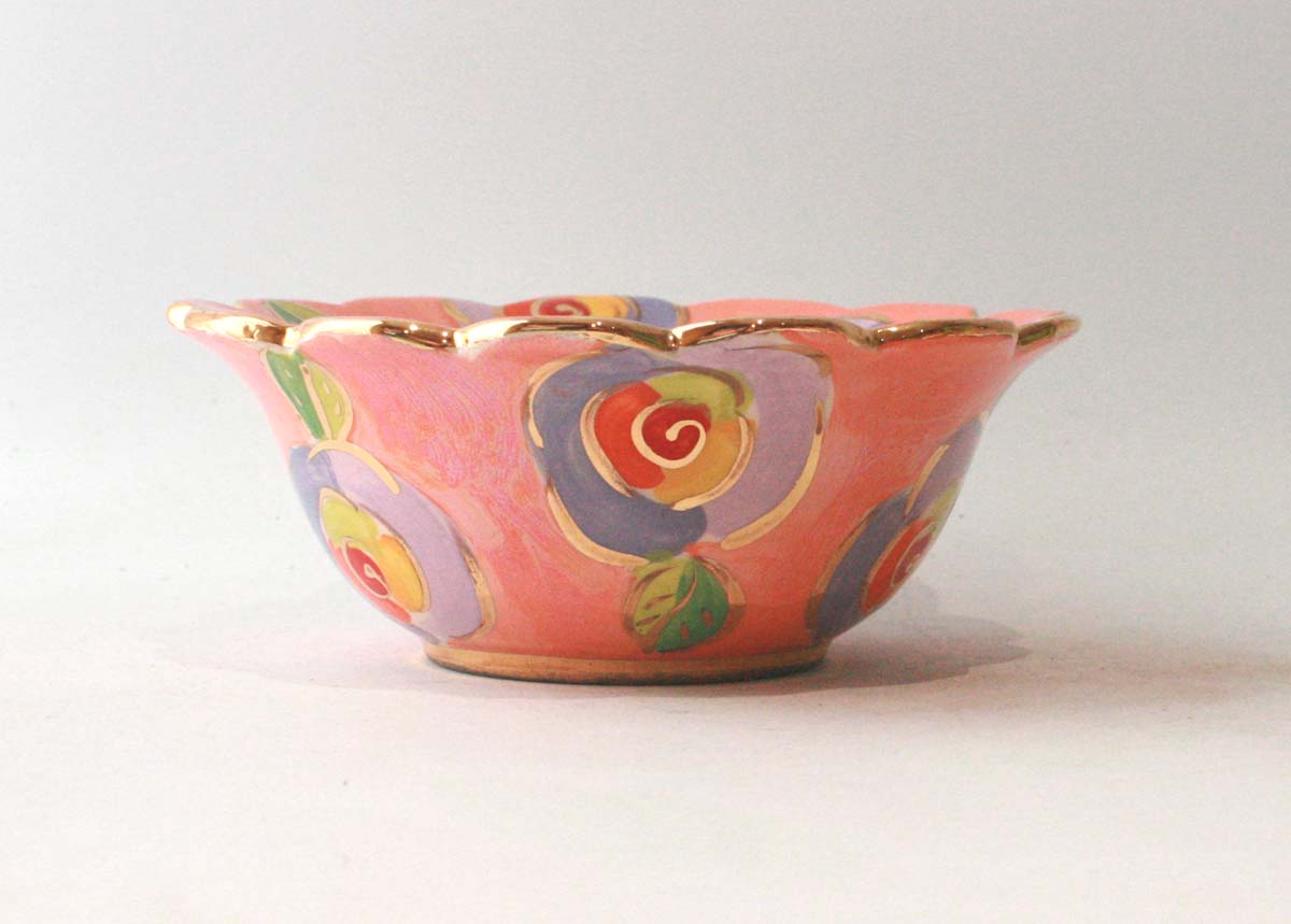 Fluted Cereal Bowl in Gold New Rose Pink