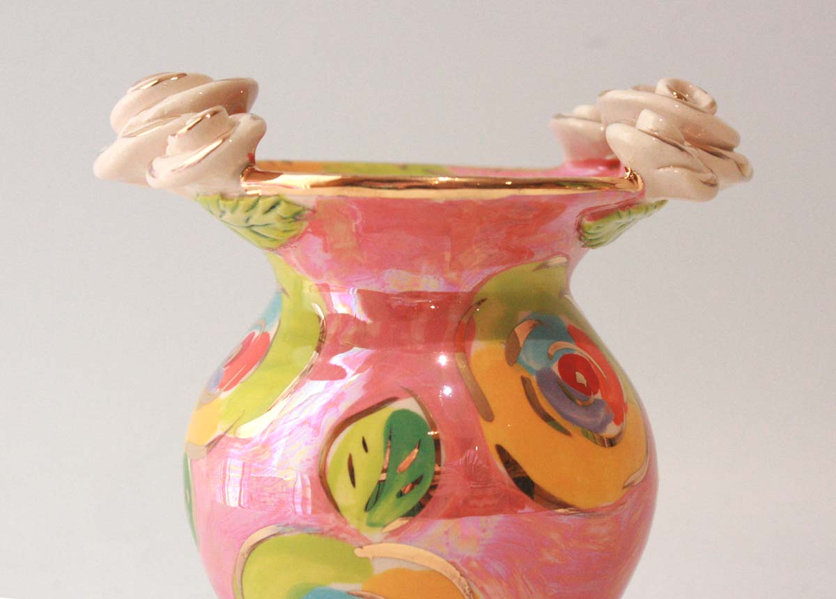 Posy Vase in Gold New Rose Pink