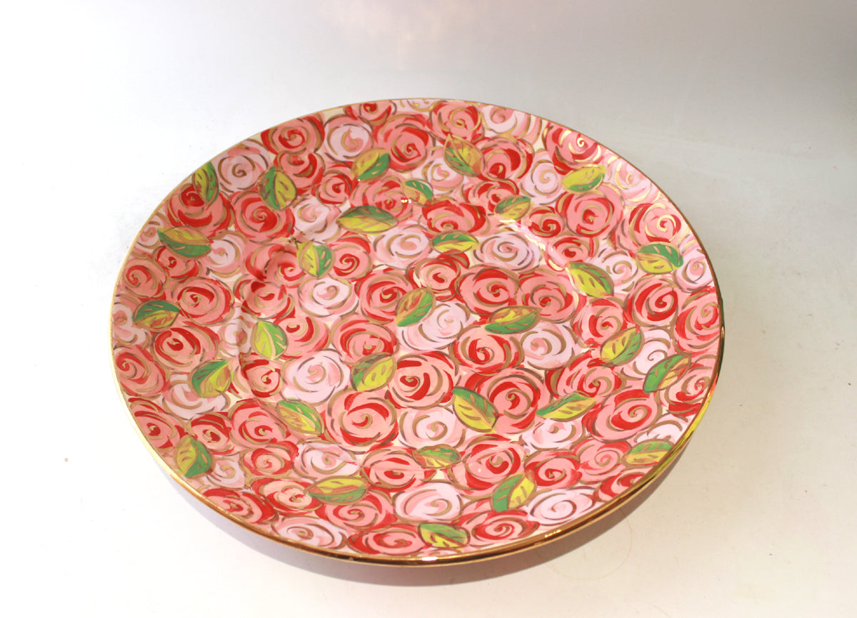 Giant Platter in Pink Rosebush