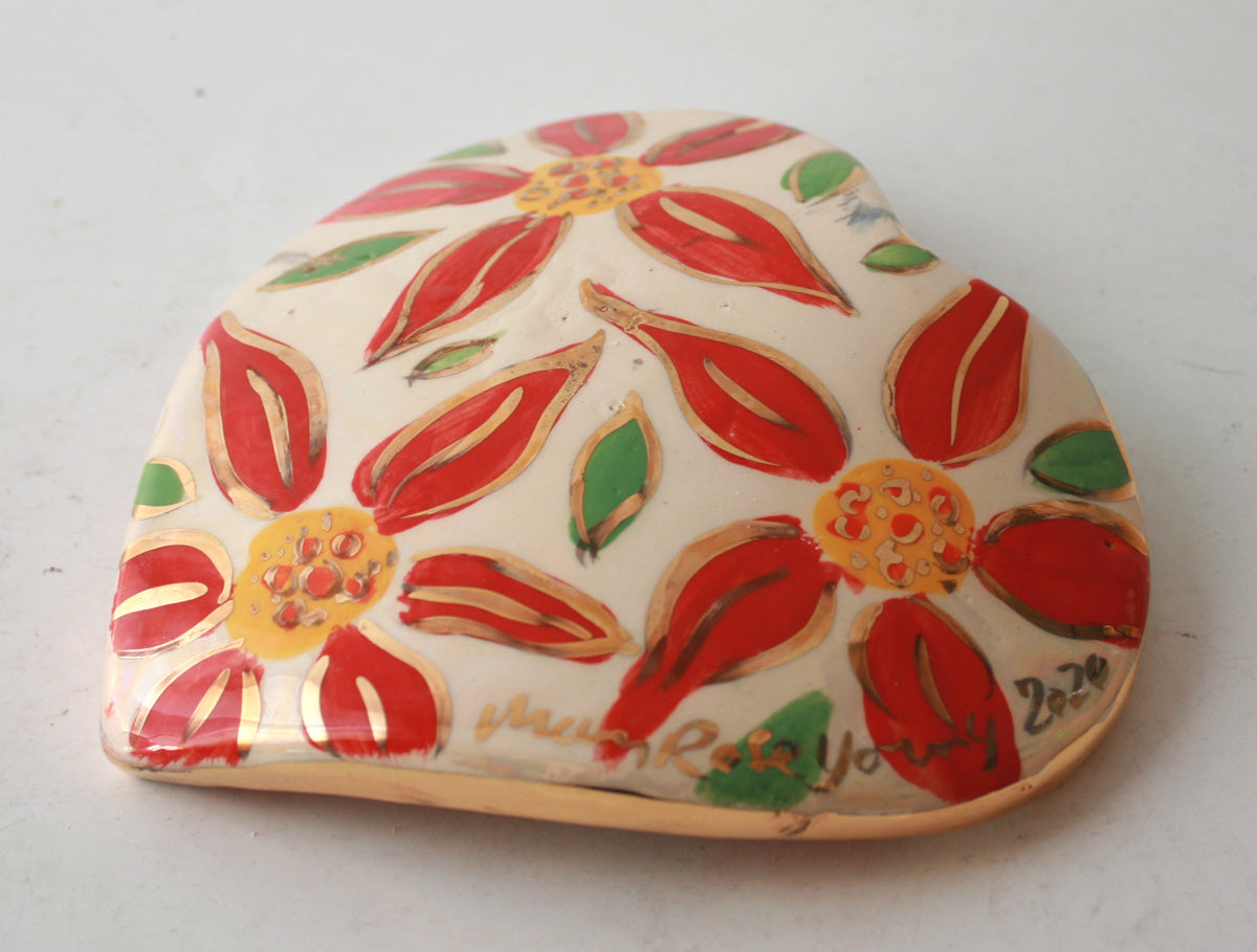 Heart Shaped Soap Dish in Poinsettia