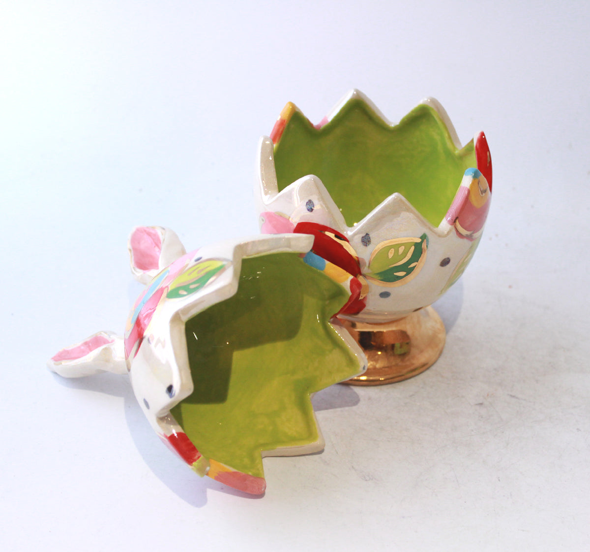 Easter Egg with Ears in Gold New Rose Polka Pink