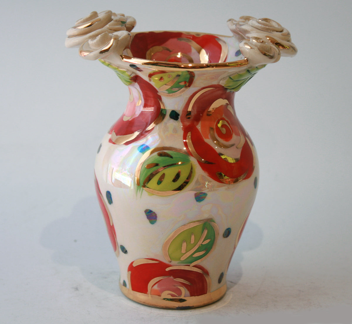 Posy Vase in Blood Red Rose on Polka