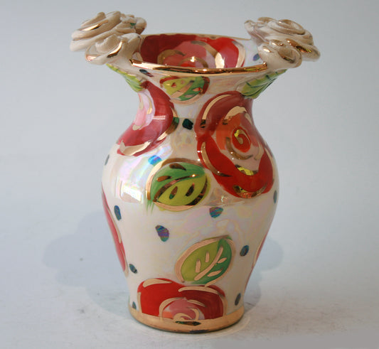 Posy Vase in Blood Red Rose on Polka