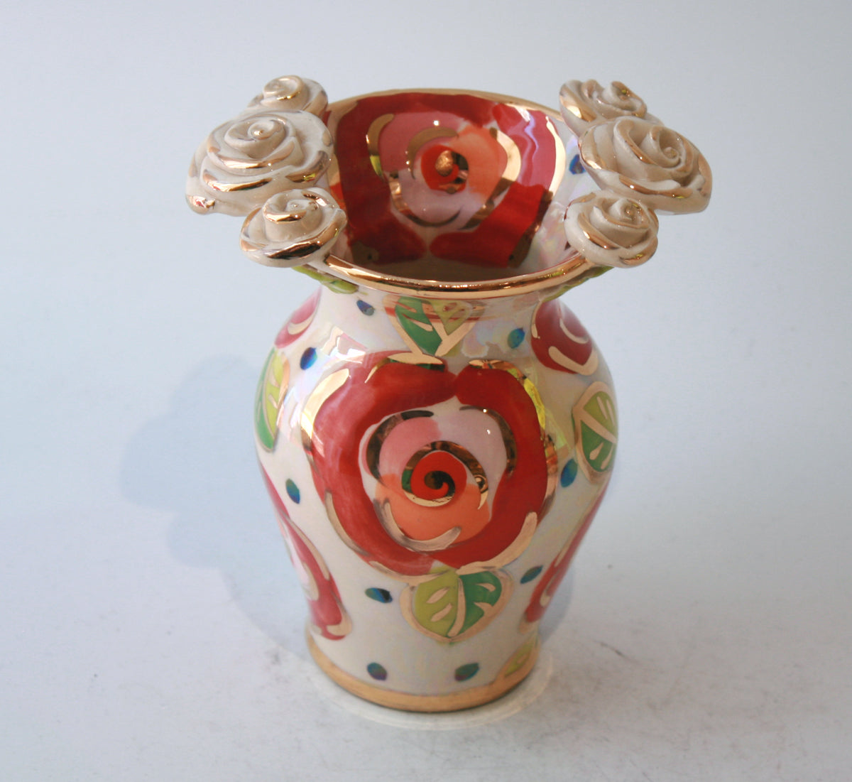 Posy Vase in Blood Red Rose on Polka