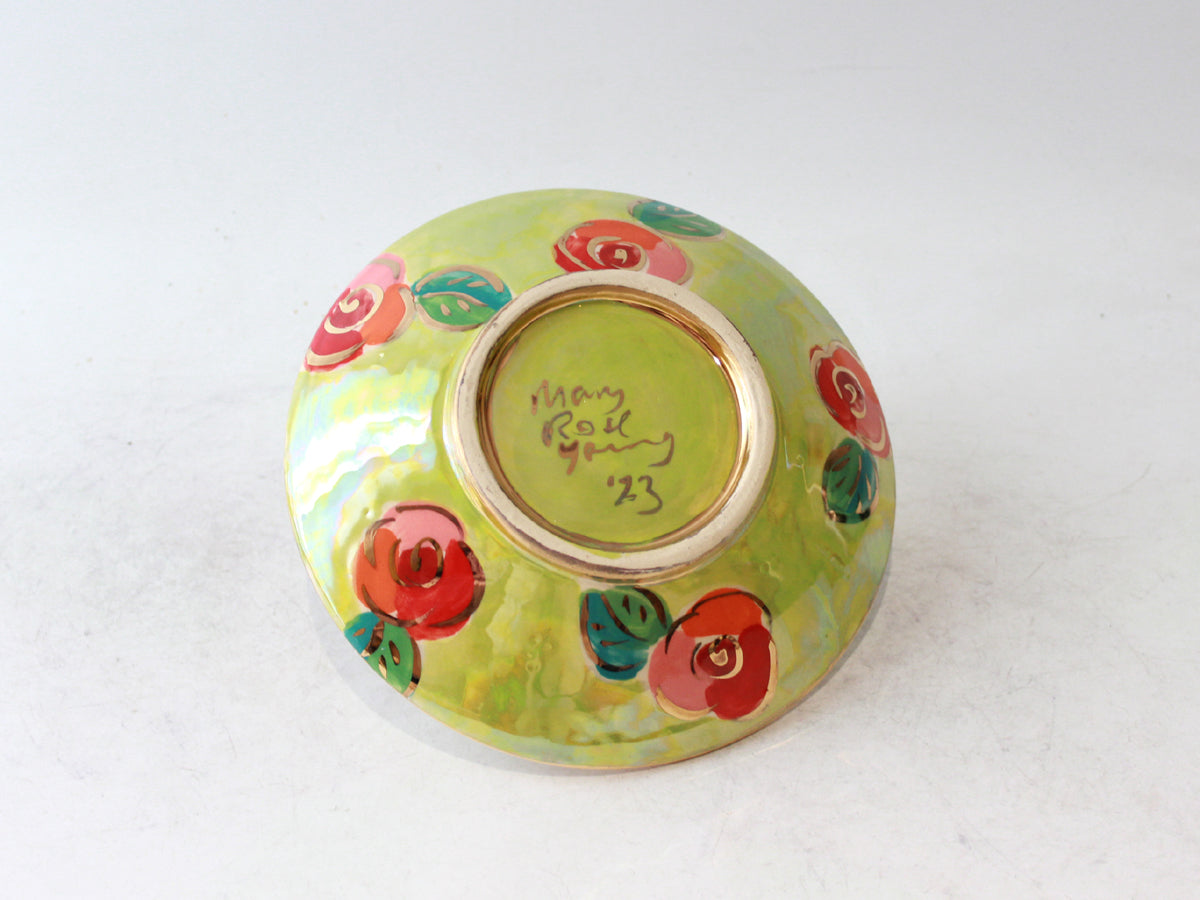 Saucer with Rabbit in Gold New Rose on Green