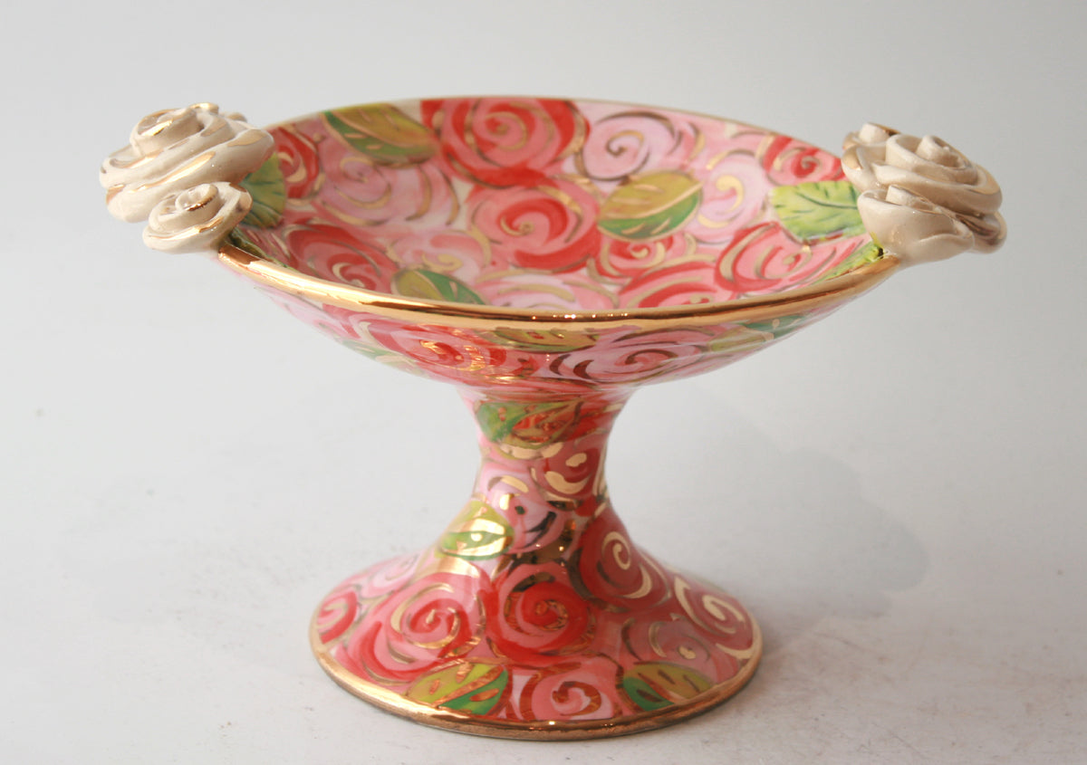 Cocktail Dish in Pink Rosebush