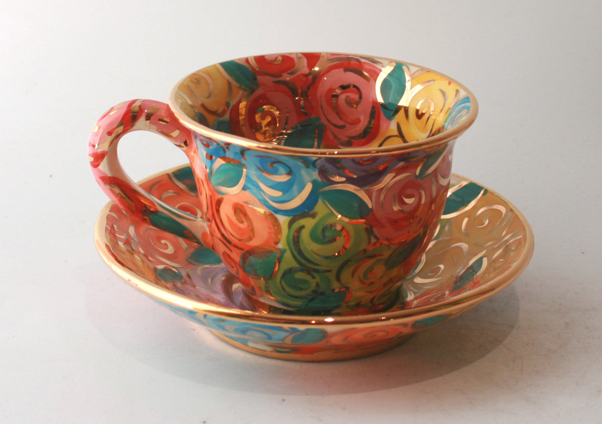 Cup and Saucer in Pastel Rosebush