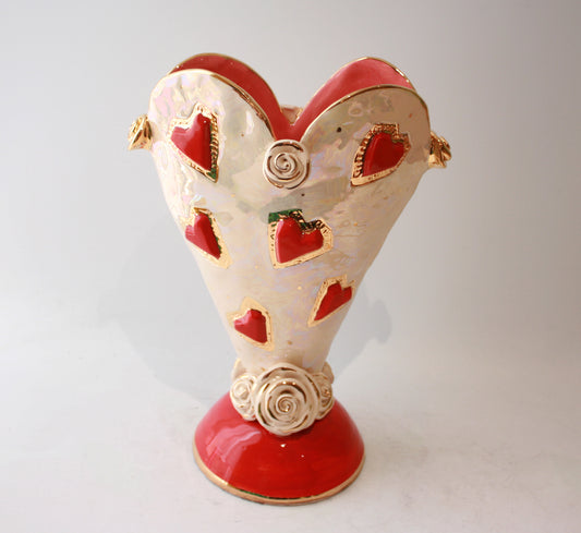 Heart Studded Large Heart Shaped Vase