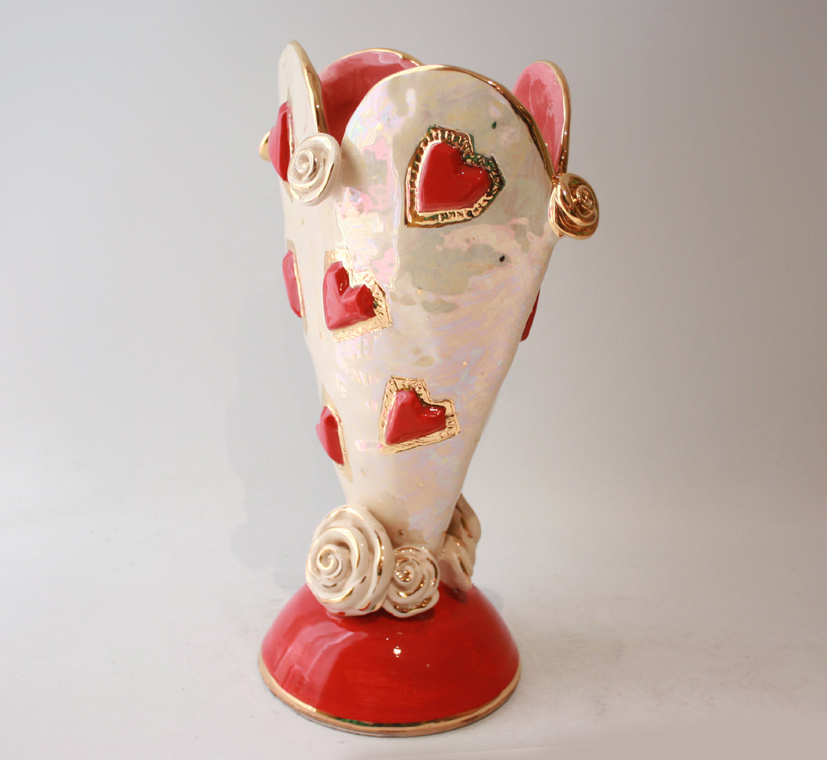 Heart Studded Large Heart Shaped Vase